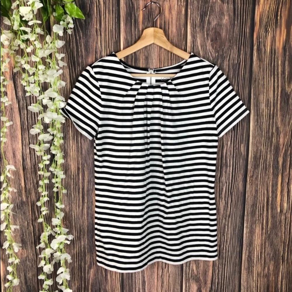 LOFT Cotton M Black & White Striped Top